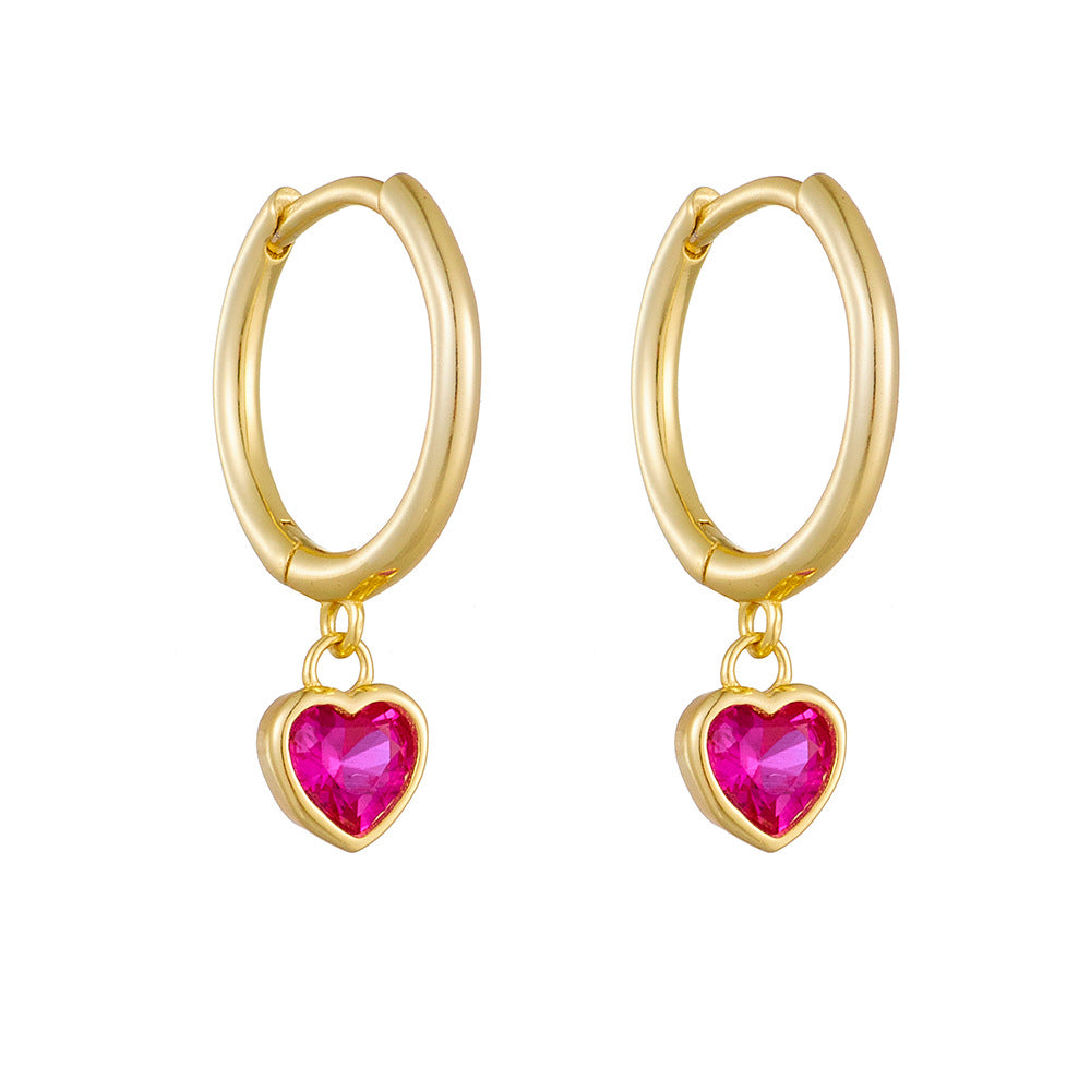 18K Vermeil Mini Ruby Heart Charm Huggies