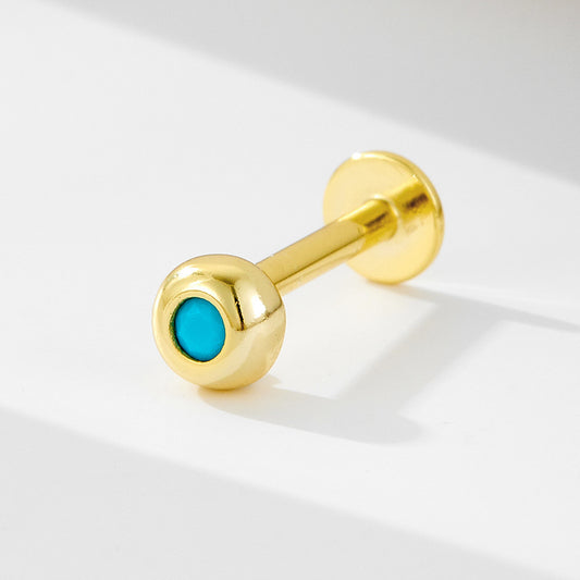 18K Vermeil Turquoise Flat Back Studs (Single)