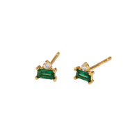 18K Vermeil Emerald CZ Stud Earrings