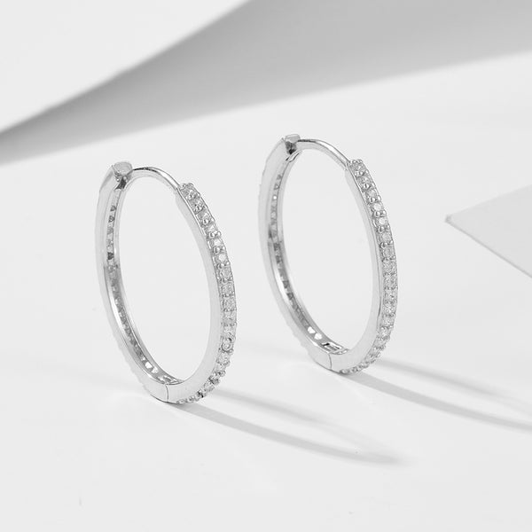Silver Dainty CZ Medium Hoops