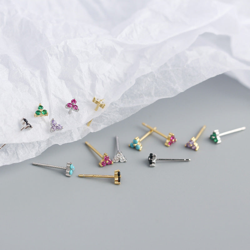 18K Vermeil Flower Zircon Stud Earrings