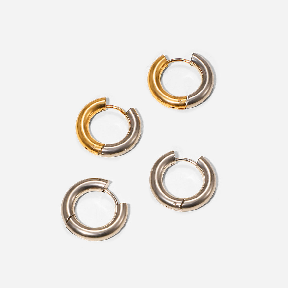 18K Two Tone Classic Hoops