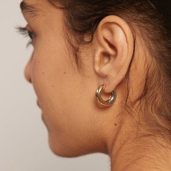 18K Two Tone Classic Hoops