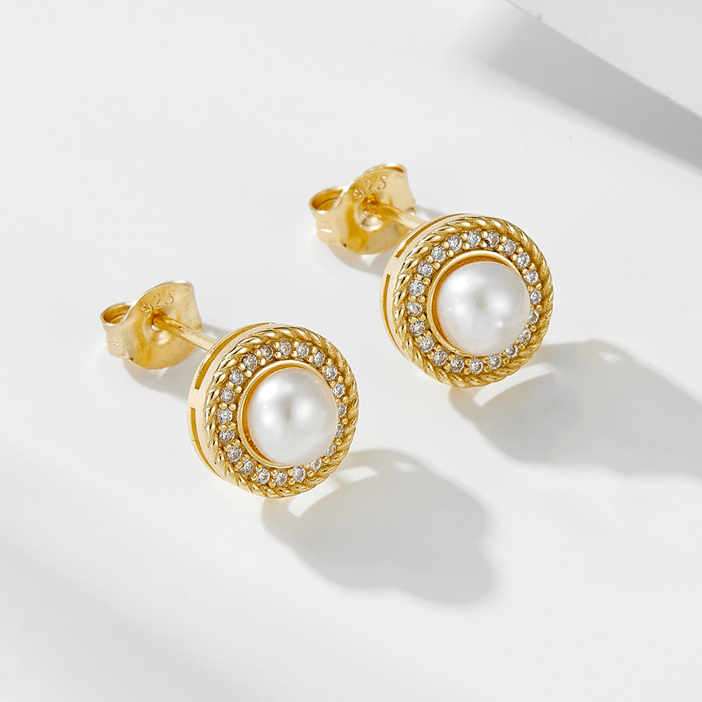 18K Vermeil Elegant Pearl Studs