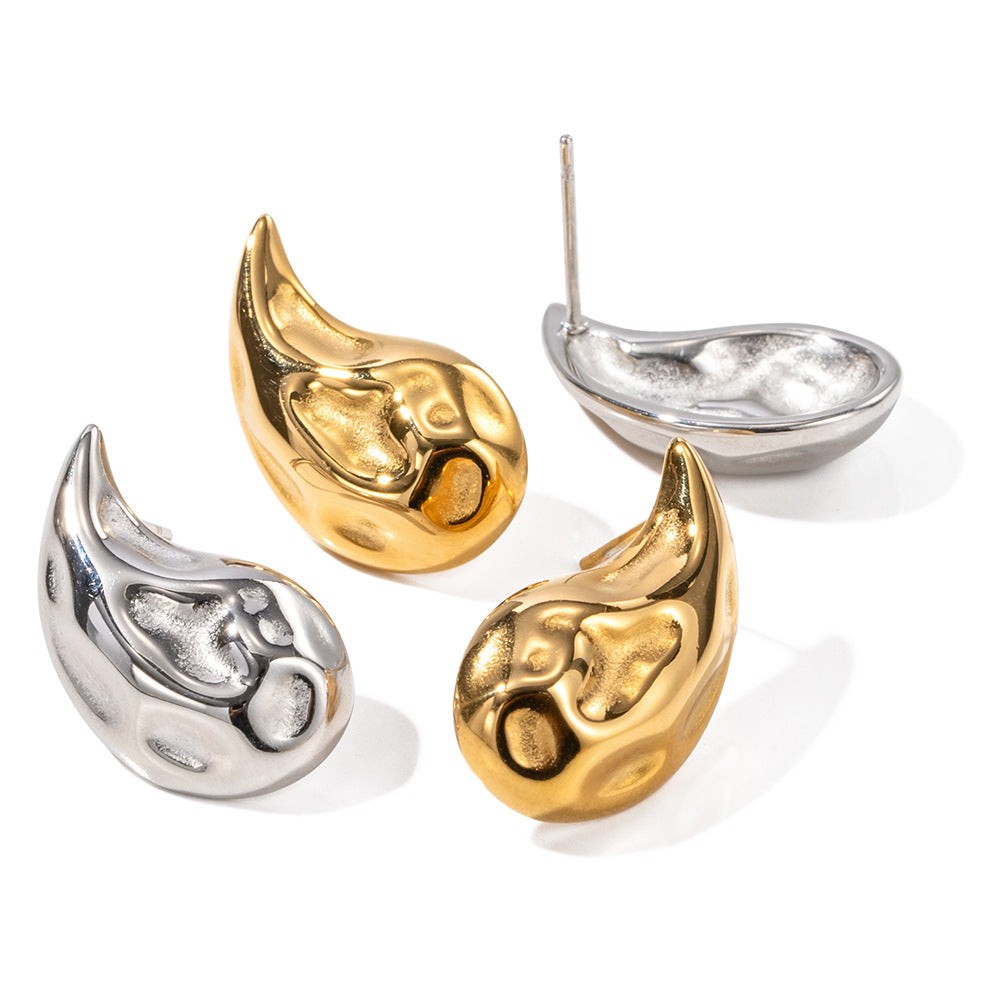Silver Pointy Textured Teardrop