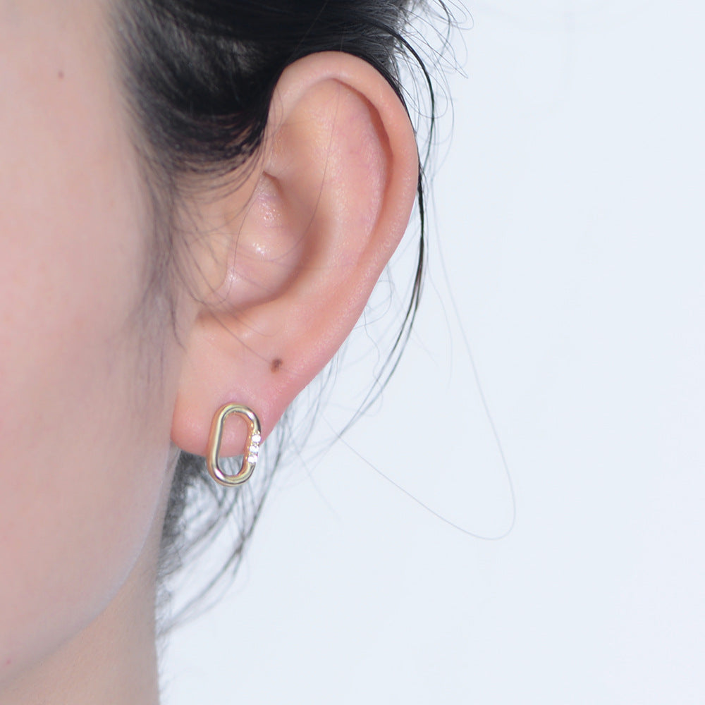 Silver Oval CZ Studs