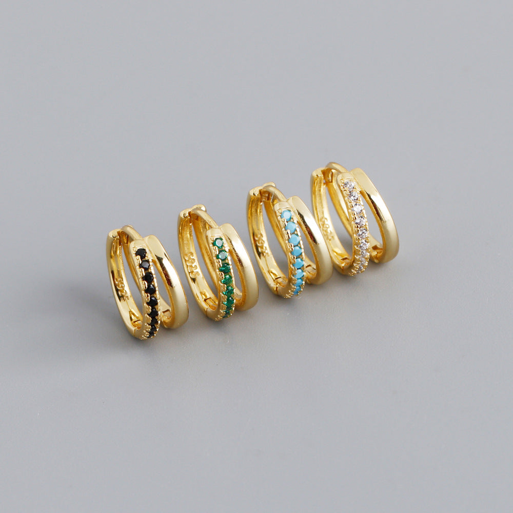 18K Vermeil Two Layer CZ Huggies