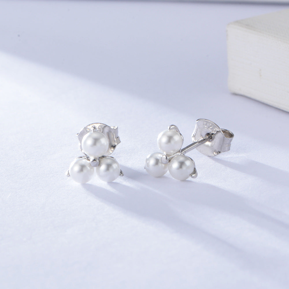 Silver Dainty Pearl Studs