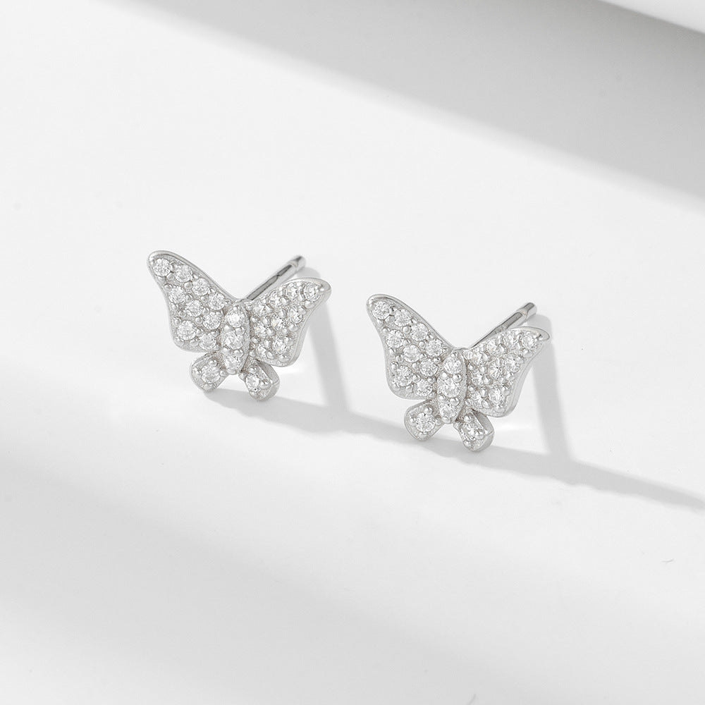 Silver Dainty Butterfly Studs