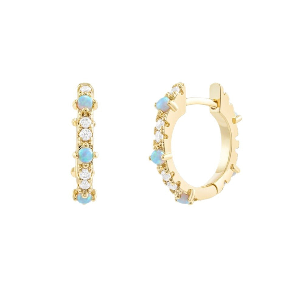 18K Vermeil Dainty Blue Opal Huggies