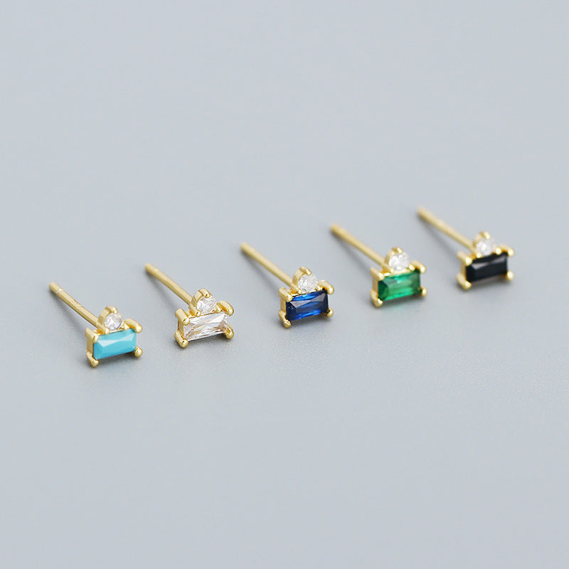 18K Vermeil Emerald CZ Stud Earrings