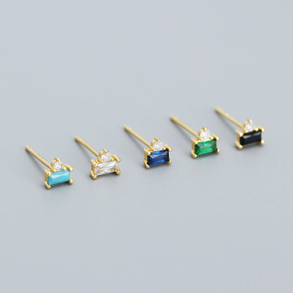 18K Vermeil Emerald CZ Stud Earrings