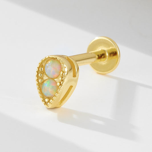 18K Vermeil Teardrop Opal Flat Back Studs (Single)