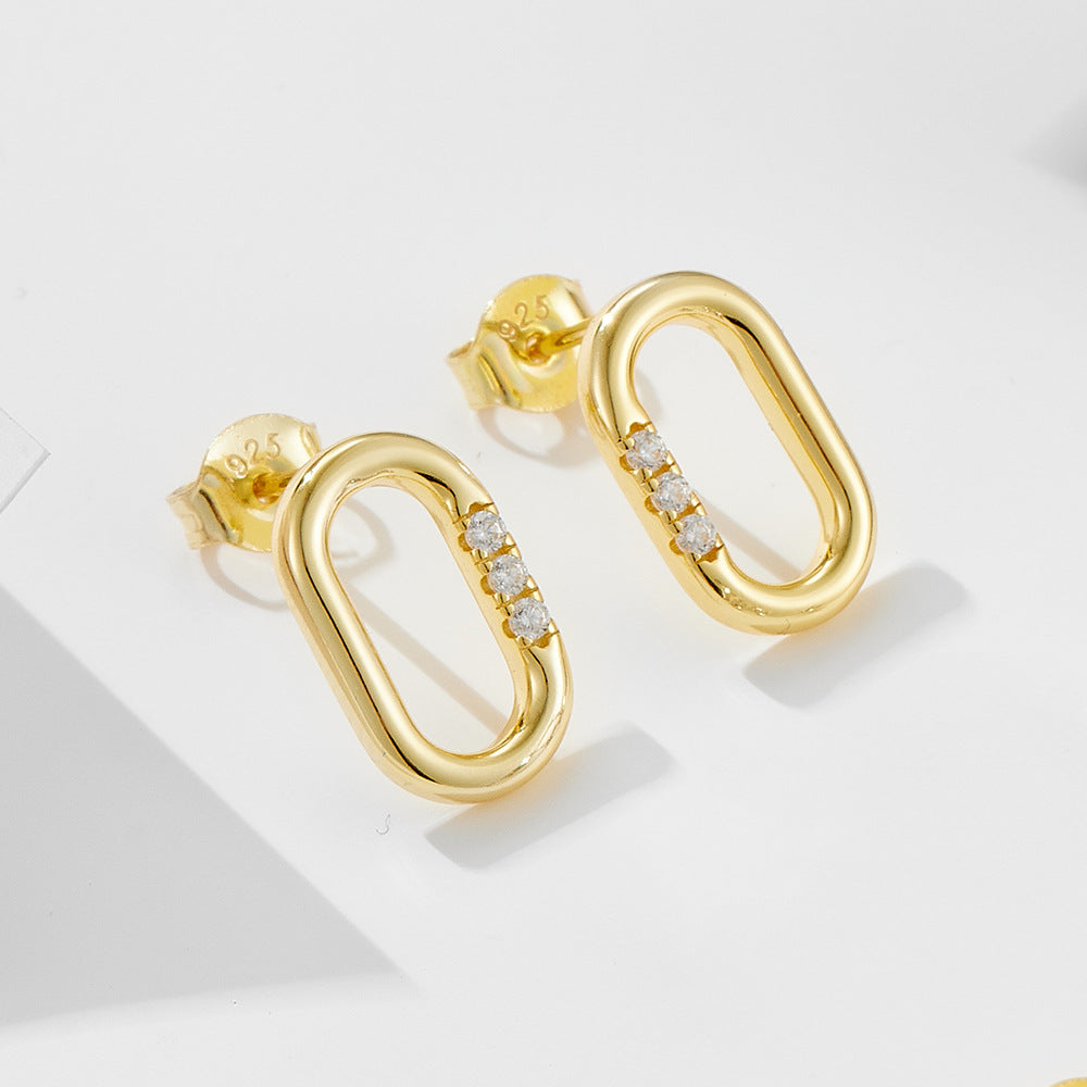 18K Vermeil Oval CZ Studs