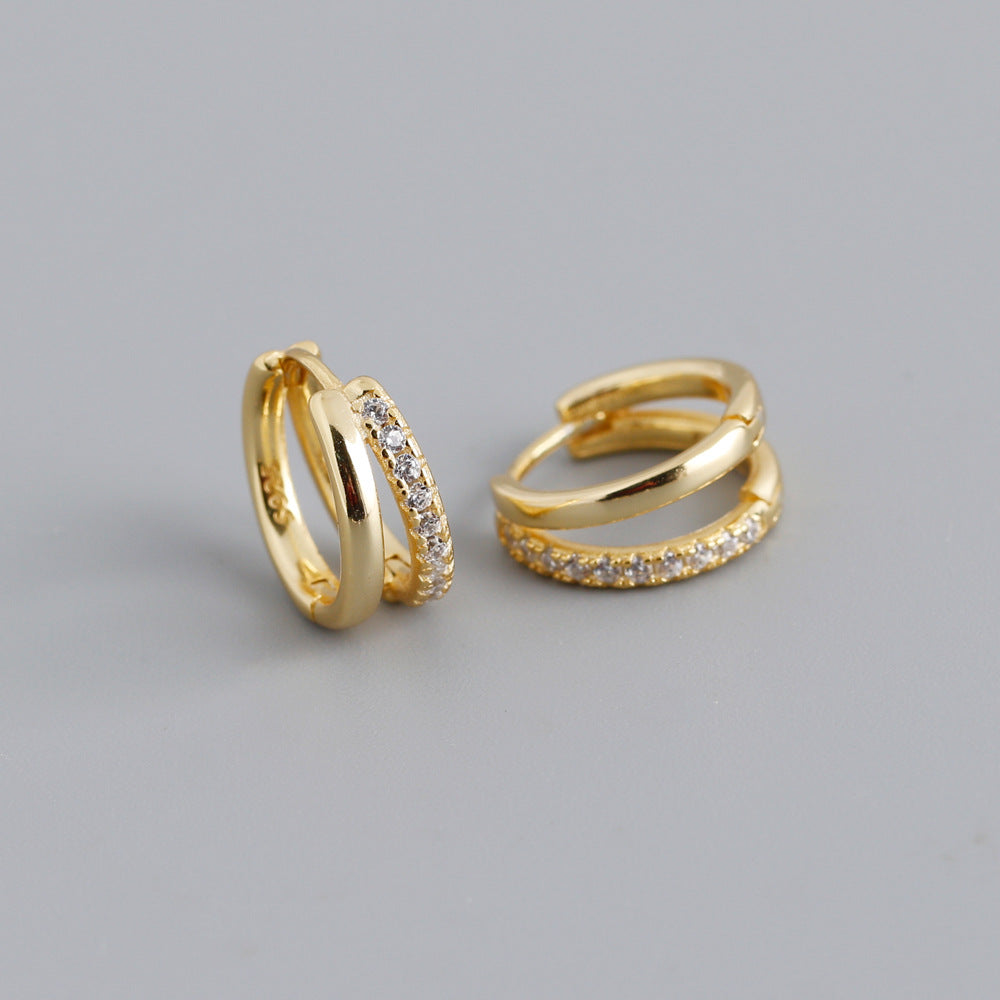 18K Vermeil Two Layer CZ Huggies