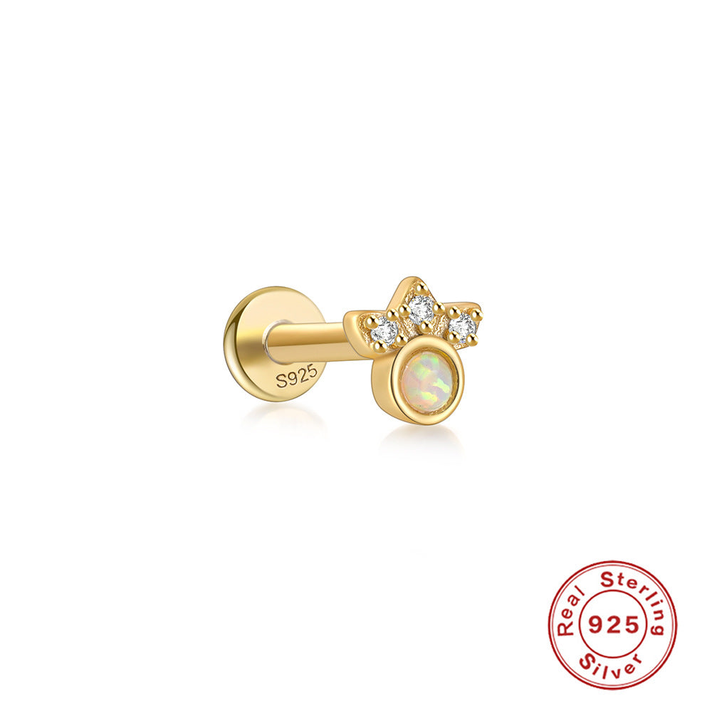 18K Vermeil Paw CZ Opal Flat Back Studs (Single)