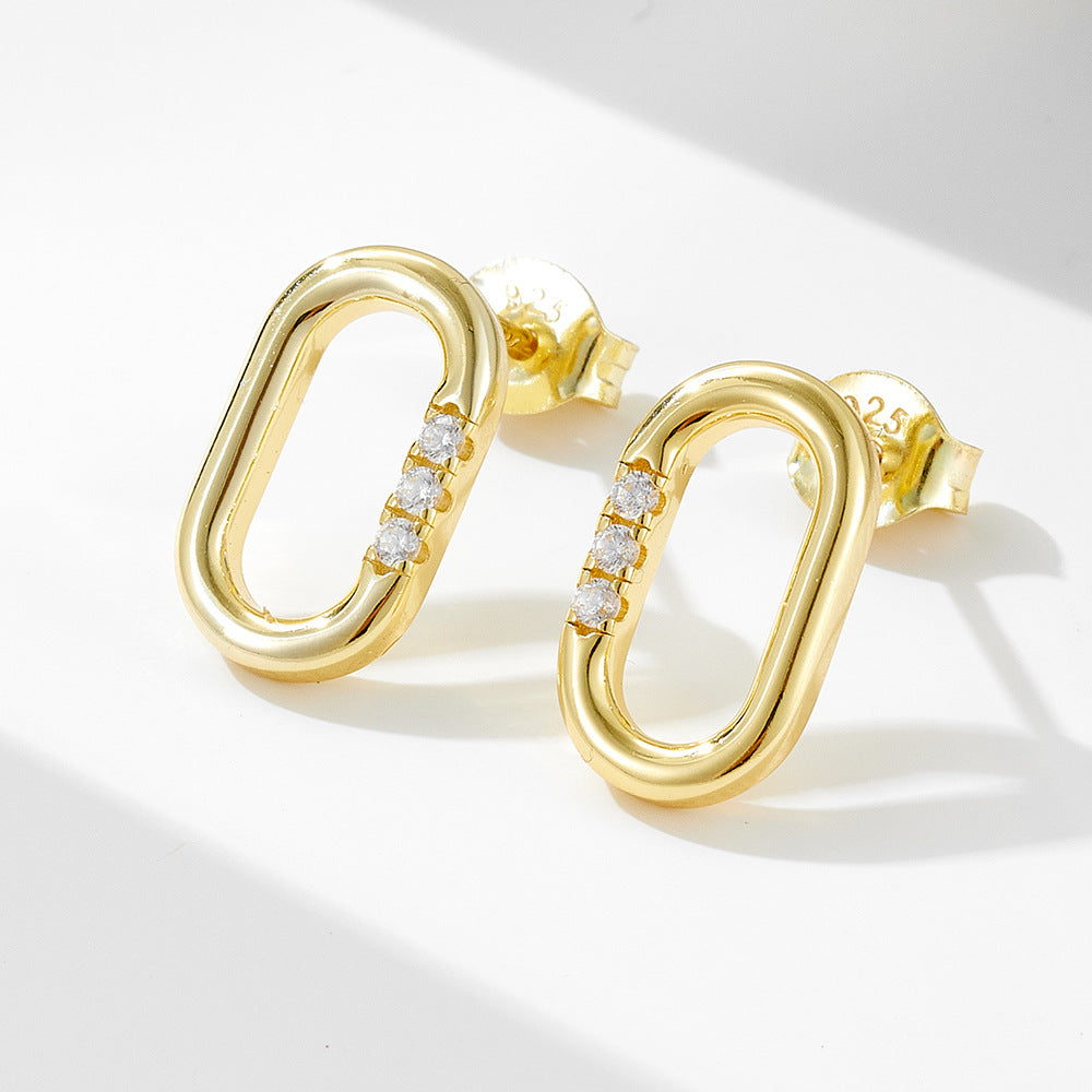 18K Vermeil Oval CZ Studs