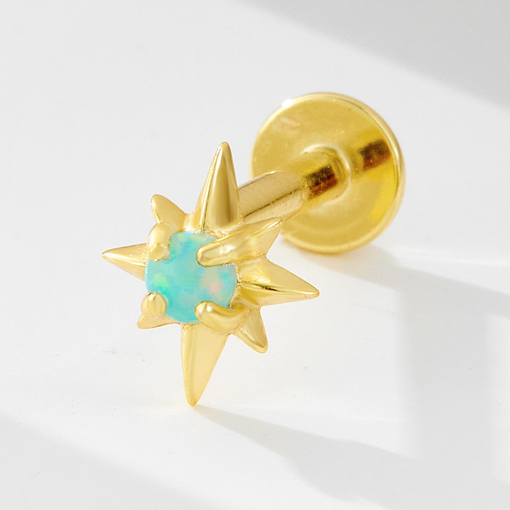 18K Vermeil North Star Blue Opal Flat Back Studs (Single)