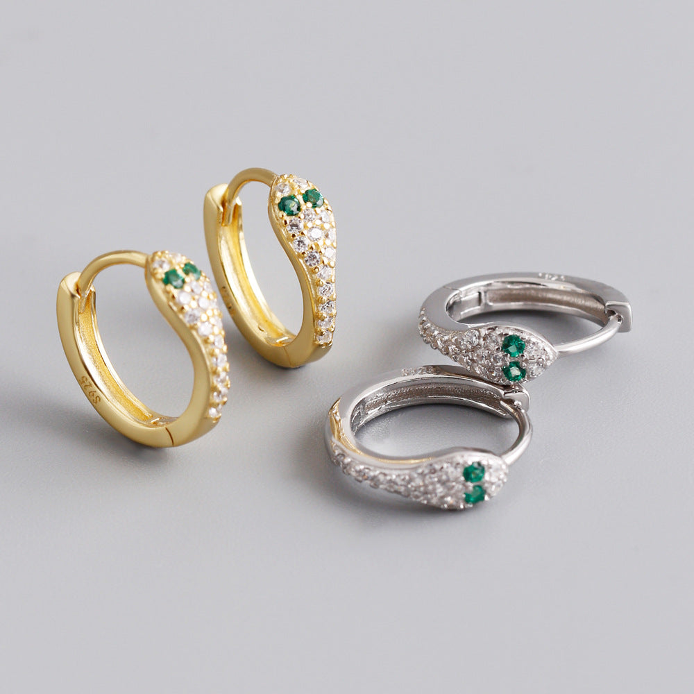 18K Vermeil Emerald Snake Huggies