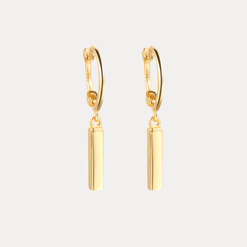 Gold Bar Vermeil Huggies in 18K Gold-Plating