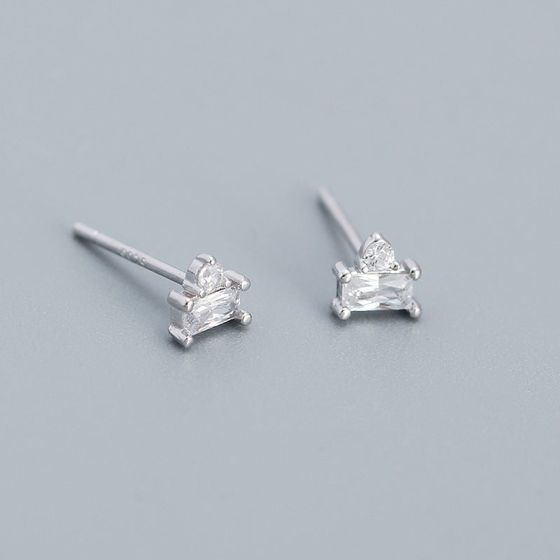 Silver Emerald CZ Stud Earrings