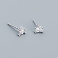 Silver Emerald CZ Stud Earrings