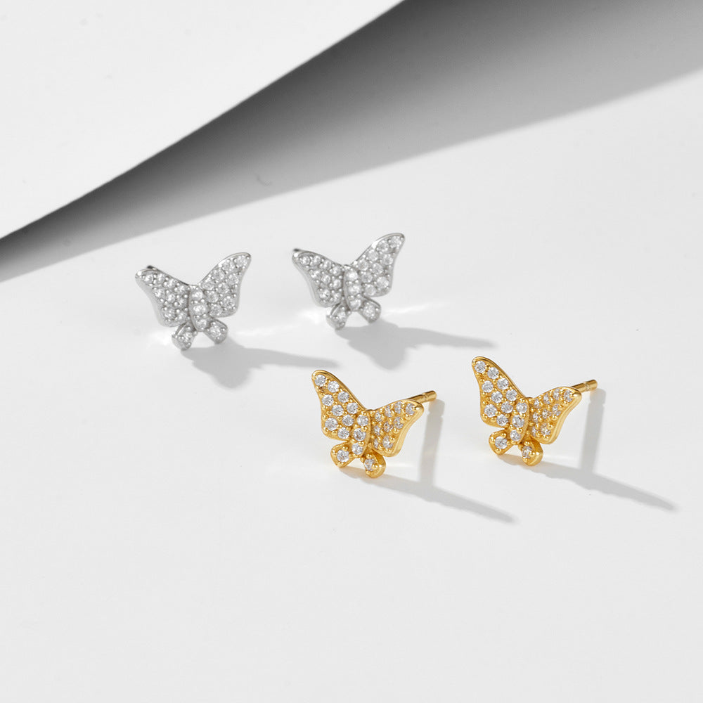 Silver Dainty Butterfly Studs