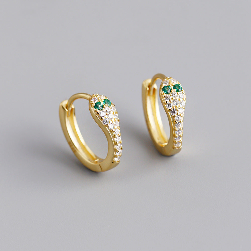 18K Vermeil Emerald Snake Huggies