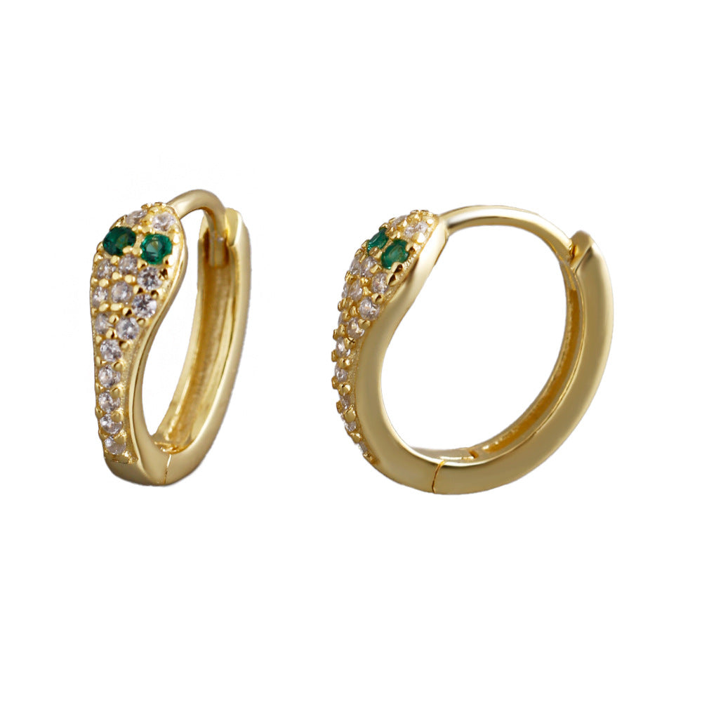 18K Vermeil Emerald Snake Huggies