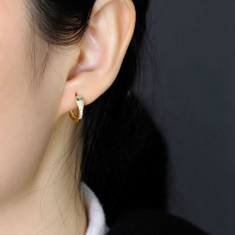 18K Vermeil Emerald Snake Huggies
