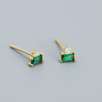 18K Vermeil Emerald CZ Stud Earrings