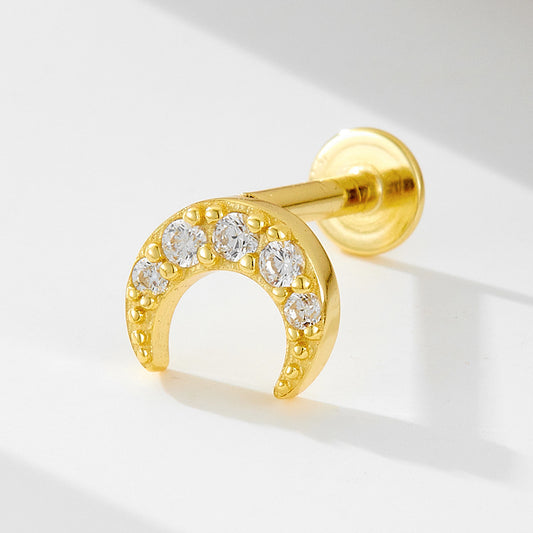 18K Vermeil Moon Flat Back Studs (Single)