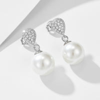 Silver CZ Classic Pearl Earrings
