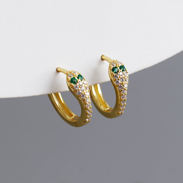 18K Vermeil Emerald Snake Huggies