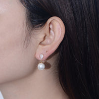 Silver CZ Classic Pearl Earrings