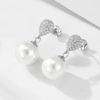 Silver CZ Classic Pearl Earrings