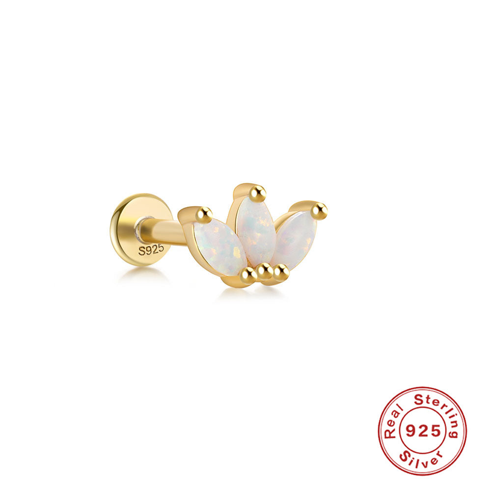 18K Vermeil Trio Ellipse Opal Flat Back Studs (Single)