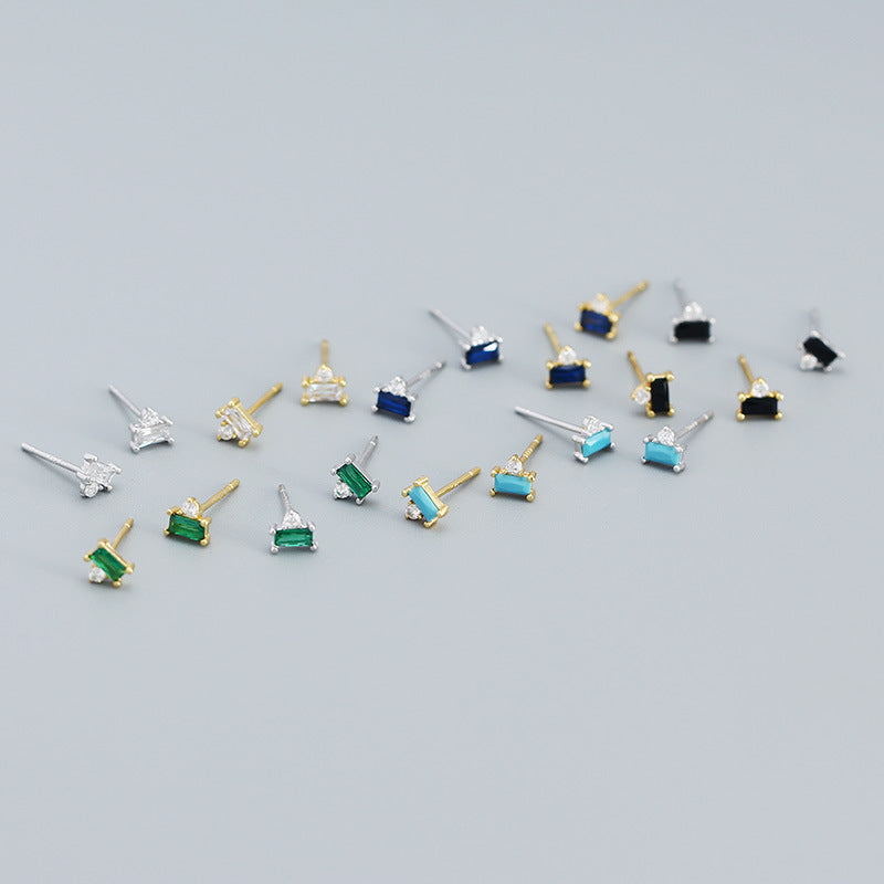 18K Vermeil Emerald CZ Stud Earrings