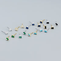 18K Vermeil Emerald CZ Stud Earrings