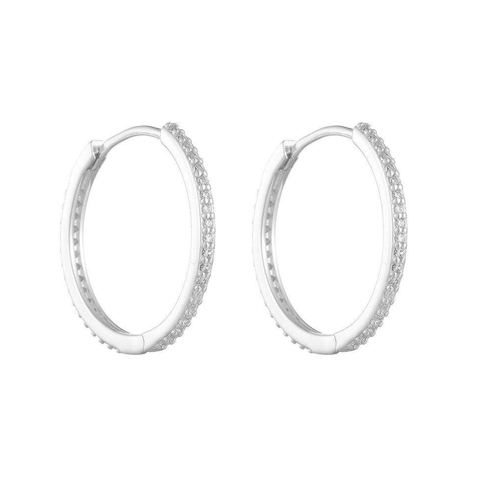 Silver Dainty CZ Medium Hoops