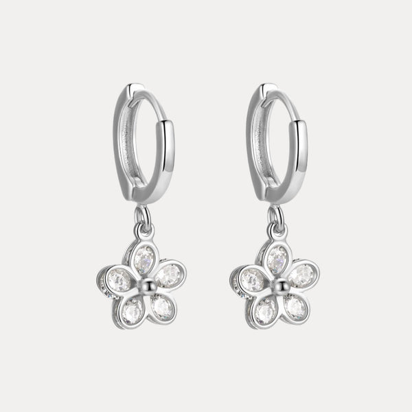 Flower Drops in 18K Gold-Plating or Silver with Cubic Zirconia