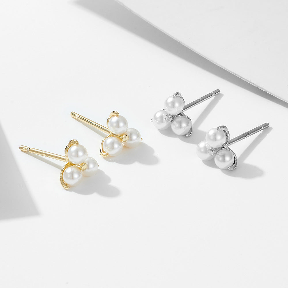 Silver Dainty Pearl Studs