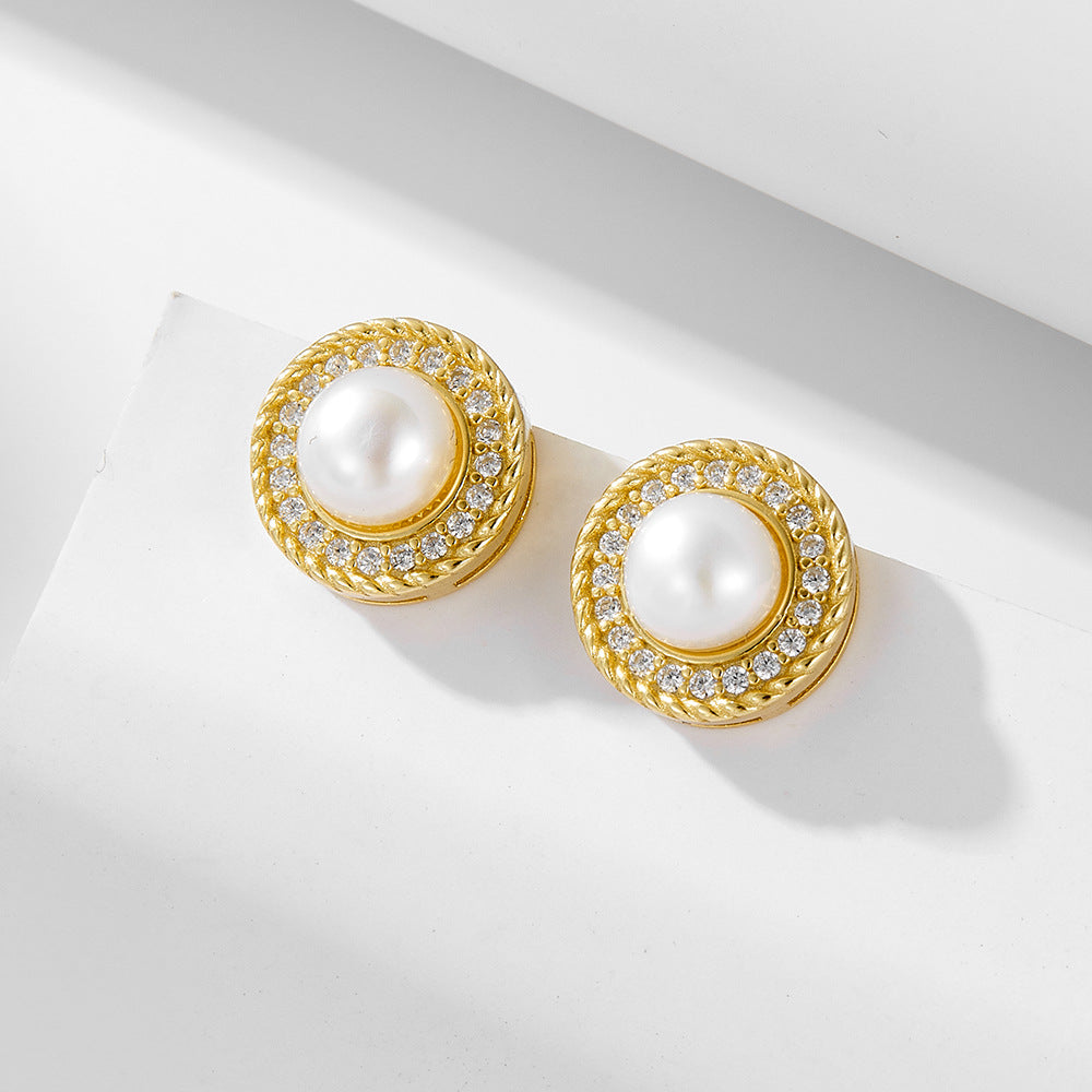 18K Vermeil Elegant Pearl Studs