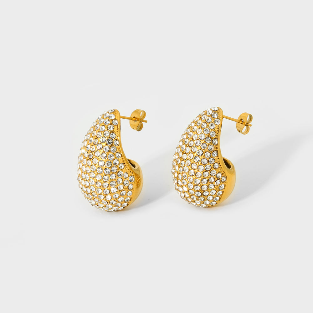18K Inlaid Water Droplet Earrings