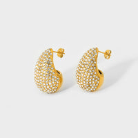 18K Inlaid Water Droplet Earrings
