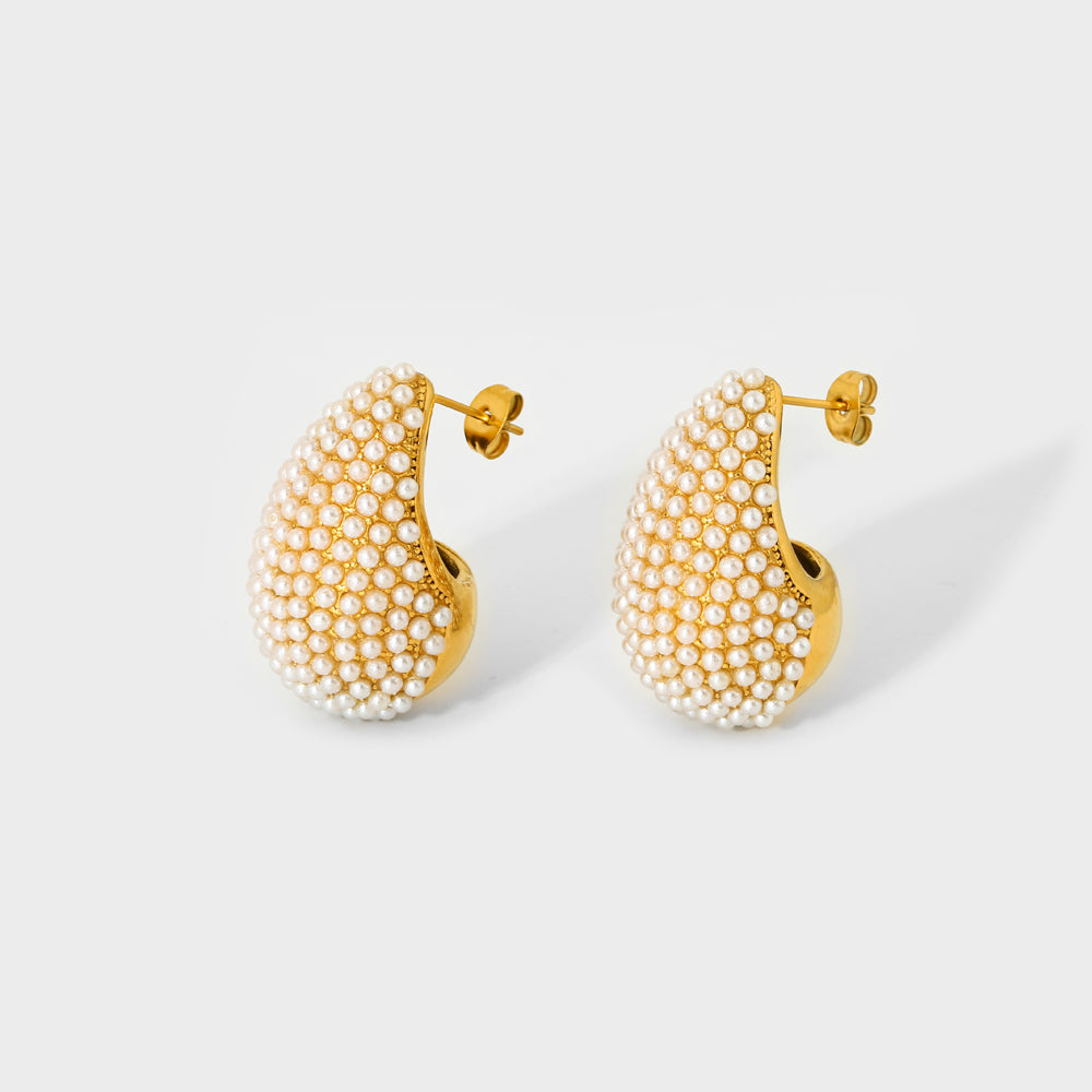 18K Inlaid Water Droplet Earrings