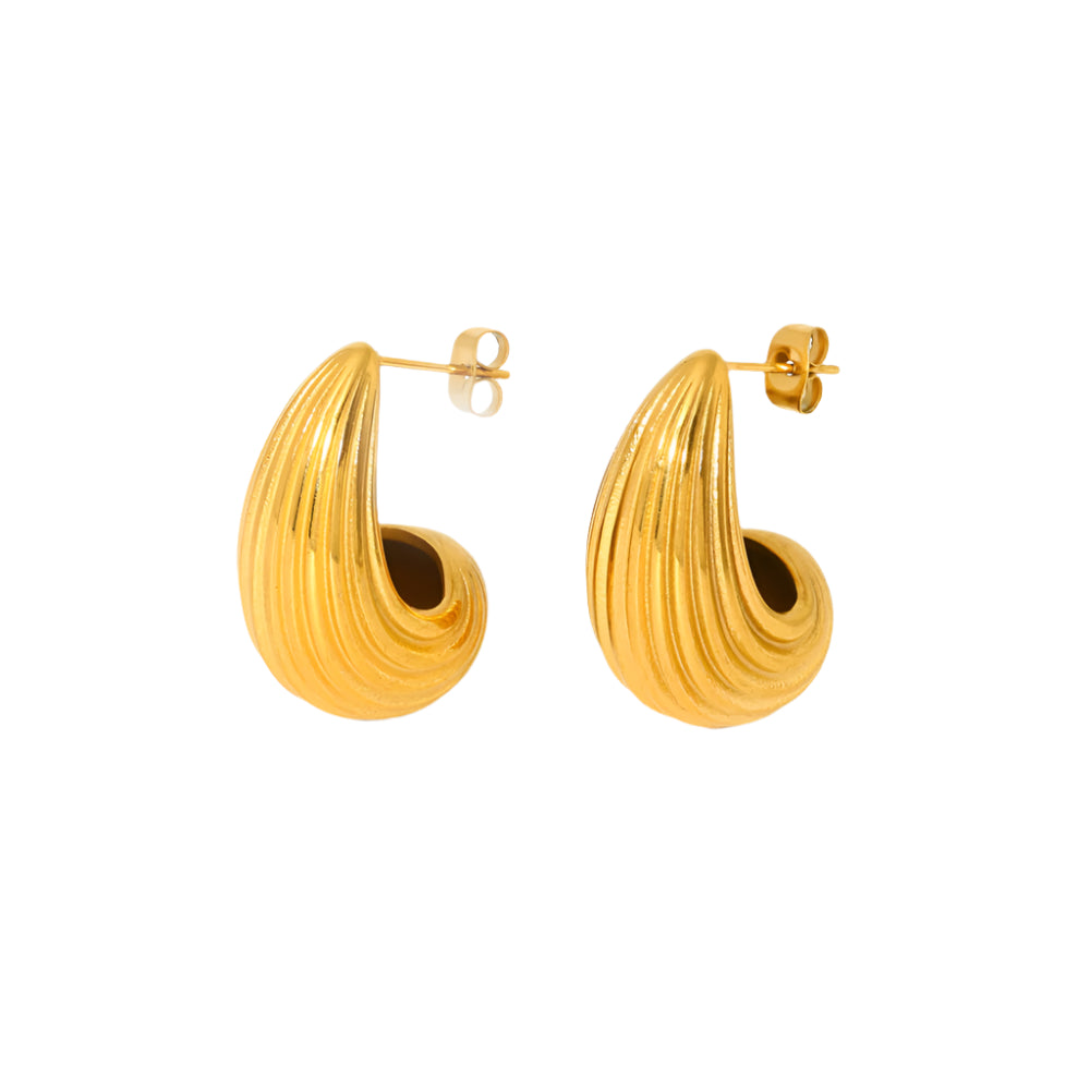 18K Striped Waterdrop Earrings