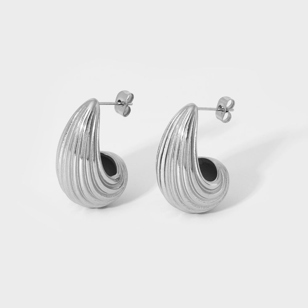 18K Striped Waterdrop Earrings