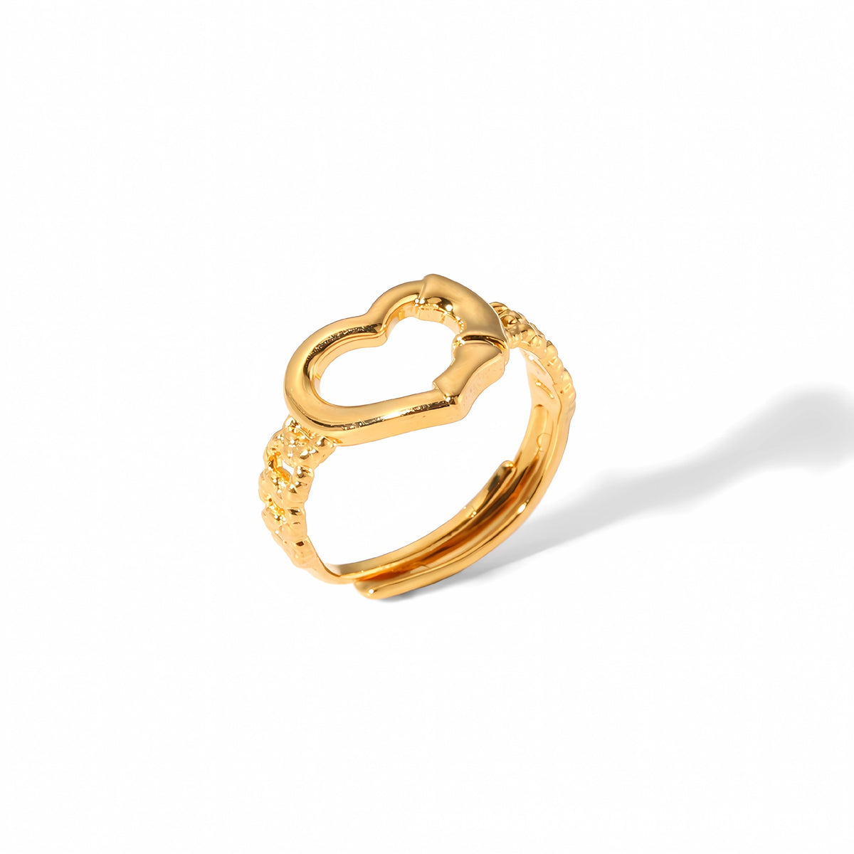 18K Heart Chain Ring