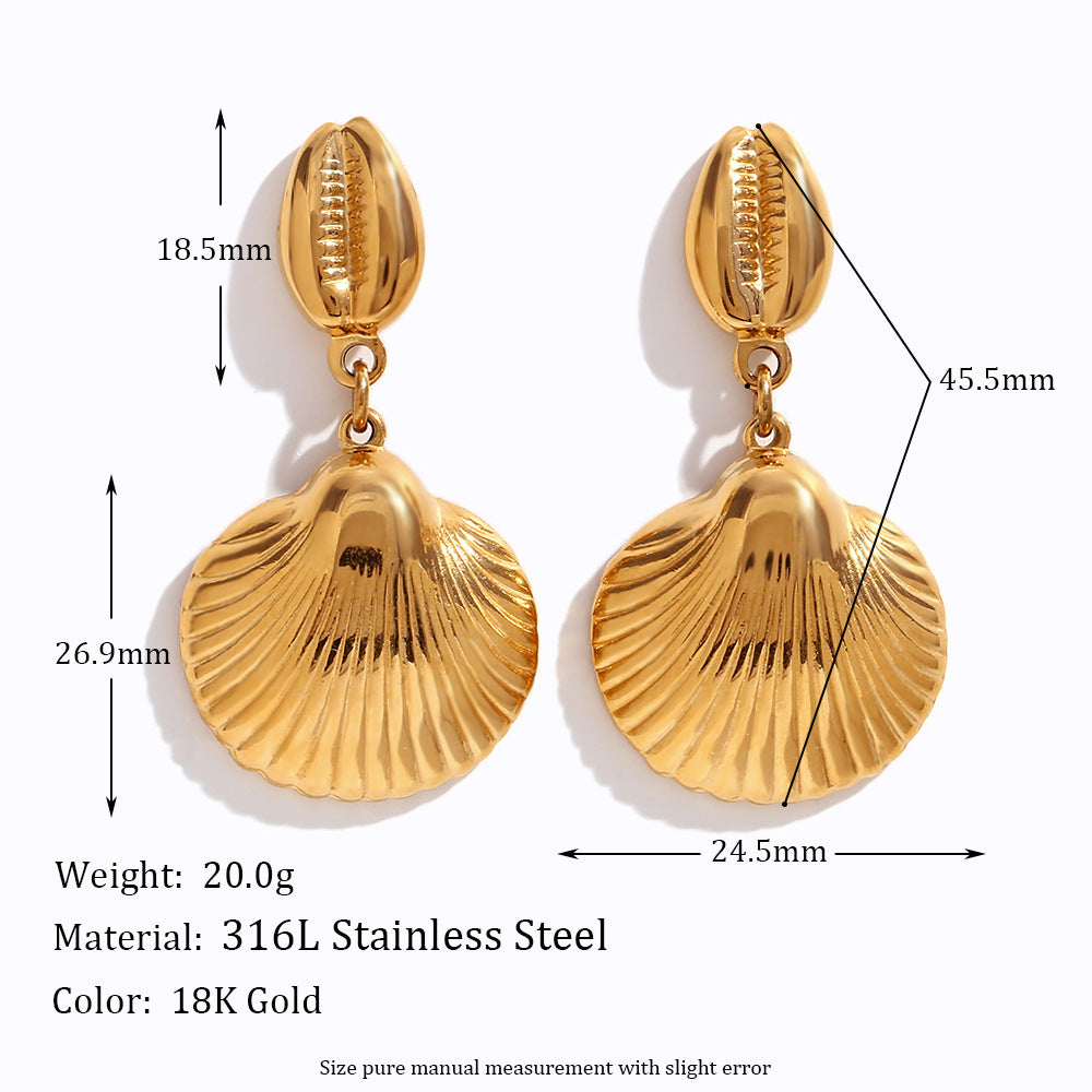 18K Scallop Shell Statement Earrings